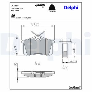 Bromsbeläggssats DELPHI LP2255, bak