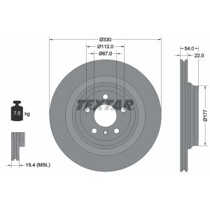 Disco de travão TEXTAR 92273505 traseira, ventilado, altamente carbonizado, 1 Peça