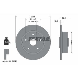 Disque de frein TEXTAR 92078800 arrière, plein, 1 pièce