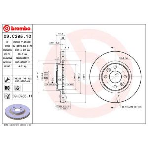 Jarrulevy BREMBO 09C28511 edessä, tuuletettu, erittäin hiilihappoinen, 1 kpl