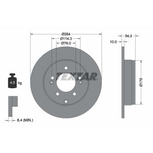 Bremsscheibe TEXTAR 92166600 hinten, voll, 1 Stück