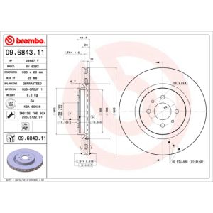 Jarrulevy BREMBO 9684311 edessä, tuuletettu, 1 kpl