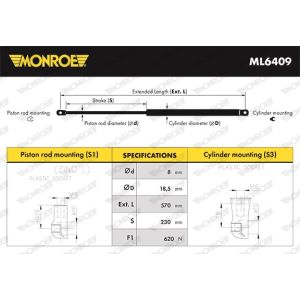 Gasfeder, Kofferraumdeckel MONROE ML6409