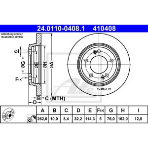 Bremsscheibe ATE 24.0110-0408.1 hinten, voll, hochkarbonisiert, 1 Stück