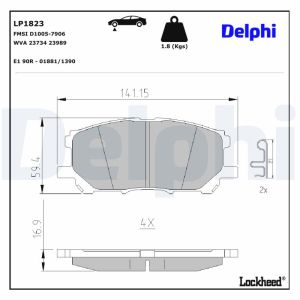 Bremsbelagsatz DELPHI LP1823, Vorne