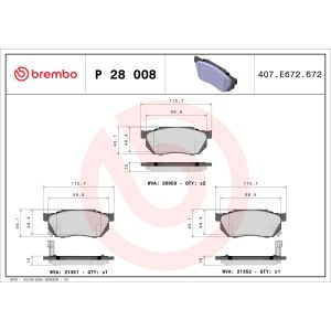 Bremsbelagsatz, Scheibenbremse BREMBO P 28 008