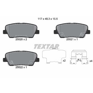 Bremsbelagsatz TEXTAR 2552001, Hinten