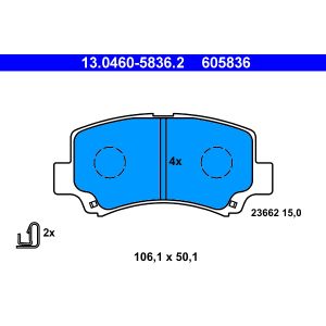 Bremsbelagsatz, Scheibenbremse ATE 13.0460-5836.2
