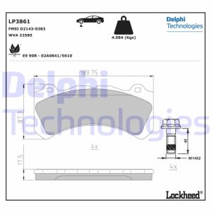 Remblokkenset, schijfrem DELPHI LP3861