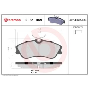 Levyjarrun jarrupalasarja BREMBO P 61 069