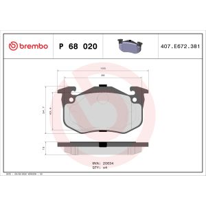 Levyjarrun jarrupalasarja BREMBO P 68 020