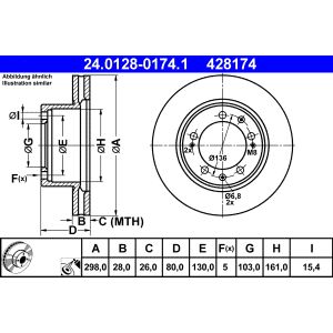 Disco de freno ATE 24.0128-0174.1 vorne, ventilado , altamente carbonizado, 1 Pieza