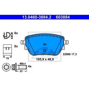 Bremsbelagsatz ATE 13.0460-3884.2, Hinten