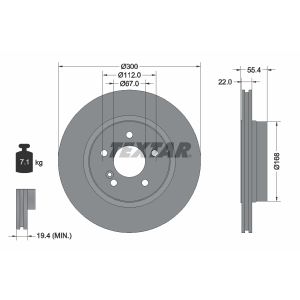 Disco de freno TEXTAR 92137203 hinten, ventilado , 1 Pieza