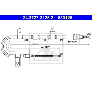 Seilzug, Feststellbremse ATE 24.3727-3125.2 Rechts