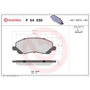 Jeu de plaquettes de frein BREMBO Xtra P 54 030X, avant