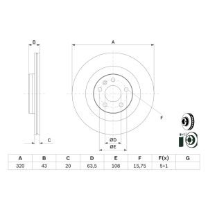 Disque de frein BOSCH 0 986 479 E87 à l'arrière, ventilé, 1 pièce