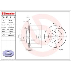 Jarrulevy, tuuletettu BREMBO 09.7719.10, Edessä, 1 kpl