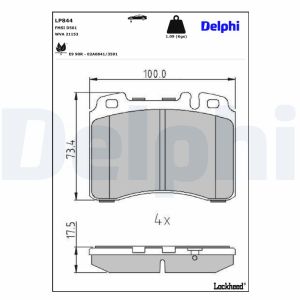 Bremsbelagsatz DELPHI LP844, Vorne