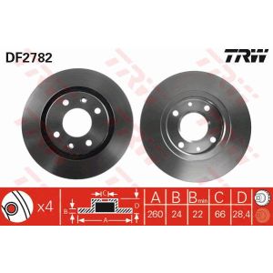 Bremsscheibe TRW DF2782 vorne, belüftet, 1 Stück