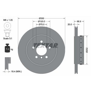 Disco de freno TEXTAR 92265925 hinten, ventilado , altamente carbonizado, 1 Pieza