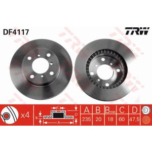 Bremsscheibe TRW DF4117 vorne, belüftet, 1 Stück