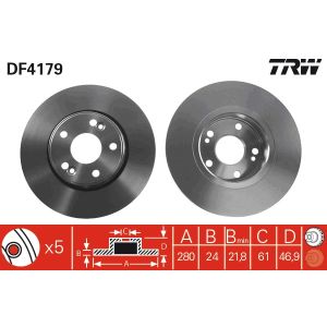 Disco de freno TRW LUC DF4179 vorne, ventilado , 1 Pieza