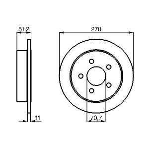 Disque de frein BOSCH 0 986 478 487 arrière, plein, 1 pièce