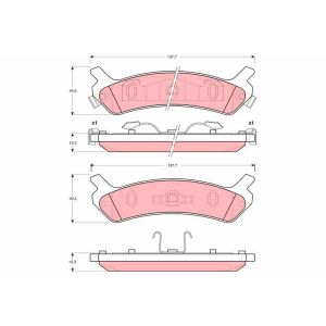 Conjunto de pastilhas de travão TRW GDB896, atrás