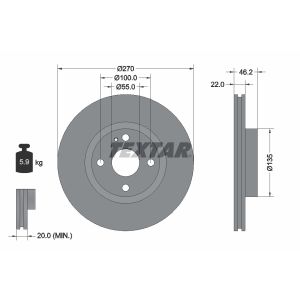 Disco freno TEXTAR 92175903 anteriore, ventilato, 1 pezzo