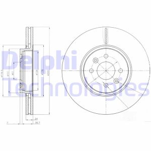 Jarrulevy DELPHI BG3929 etupuolella/tuuletettu/2 kpl