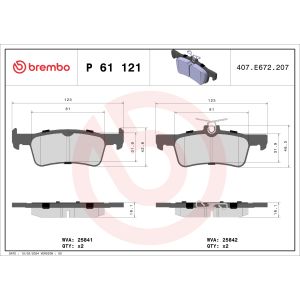 Jeu de plaquettes de frein à disque BREMBO P 61 121