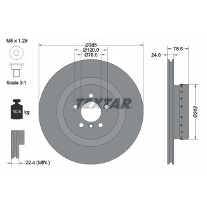 Disque de frein TEXTAR 92266625 à l'arrière, ventilé, hautement carbonisé, 1 pièce