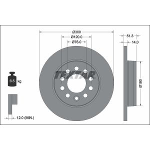 Disque de frein TEXTAR 92345203 arrière, plein, 1 pièce