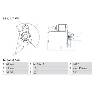 Startmotor / Starter BOSCH 0 986 017 890