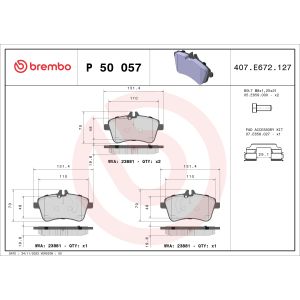 Conjunto de pastilhas de travão BREMBO P 50 057, Frente