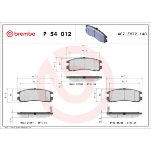 Bremsbelagsatz, Scheibenbremse BREMBO P 54 012