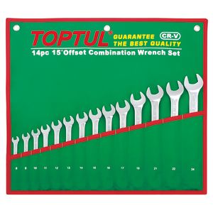Steeksleutels, steeksleutelset TOPTUL 14Stk 8-24mm 15 Grad abgewinkelt