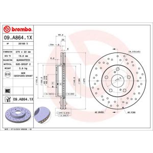 Disco de freno BREMBO XTRA LINE BREMBO 09.A864.1X, 1 pieza