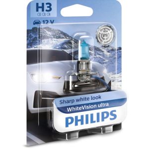 Lámpara incandescente halógena PHILIPS H3 WhiteVision Ultra 12V, 55W