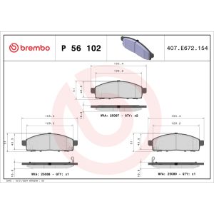 Conjunto de pastilhas de travão BREMBO P 56 102, Frente