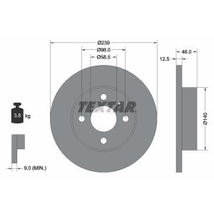 Disque de frein TEXTAR 92044000 avant, plein, 1 pièce