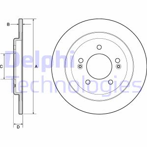 Remschijf DELPHI BG4749C terug, compleet, 2 stuk