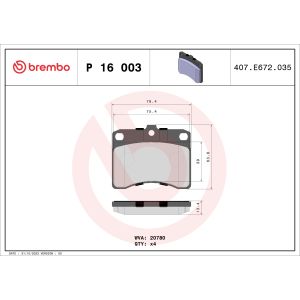 Levyjarrun jarrupalasarja BREMBO P 16 003