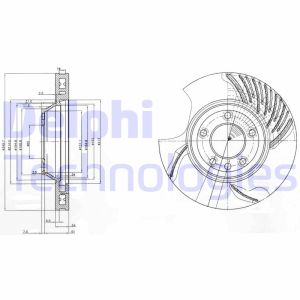 Jarrulevy DELPHI BG9774 edessä, tuuletettu, 1 kpl