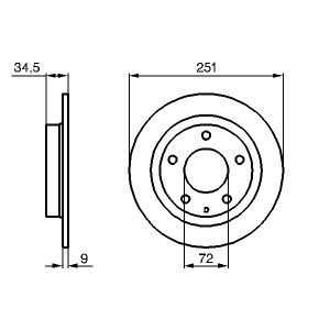 Disque de frein BOSCH 0 986 479 208 à l'arrière, plein, 1 pièce