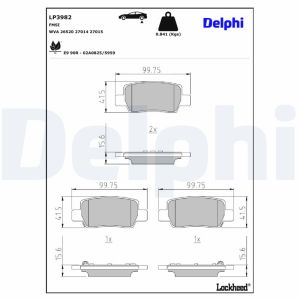 Jeu de garnitures de frein DELPHI LP3982