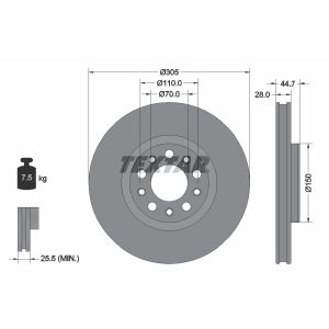 Disco de freno TEXTAR 92326305 vorne, ventilado , altamente carbonizado, 1 Pieza