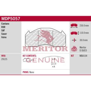 Levyjarrun jarrupalasarja MERITOR MDP5057