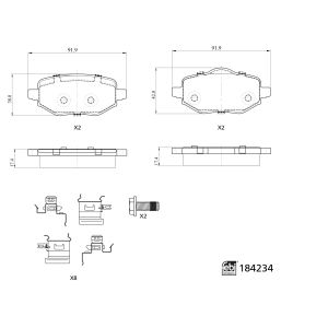 Set di pastiglie freno, freno a disco FEBI BILSTEIN 184234